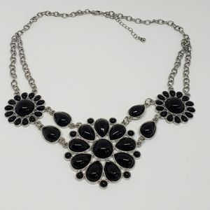 Black Cabochons Statement Necklace
